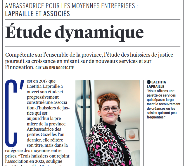 Laetitia Lapraille, huissier de justice en Province de Luxembourg, sacrée Ambassadrice 2025 des Gazelles de la Province de Luxembourg